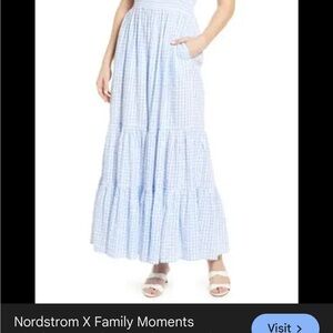 Nordstrom Light Blue Checkered Maxi Dress
